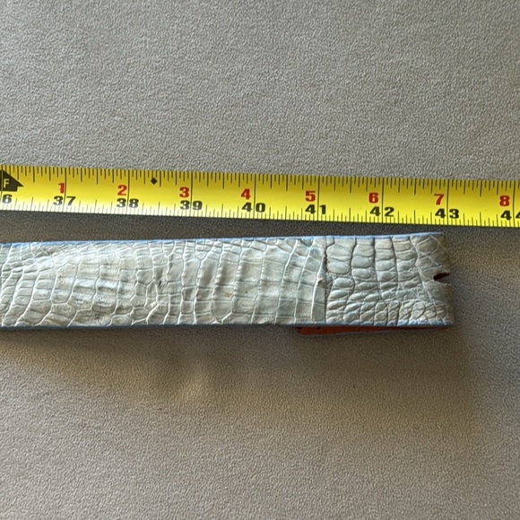 HOLSTER leather Belt Light Blue Croc Belt, Gold Greek Key, Made in Mexico - Picture 11 of 13